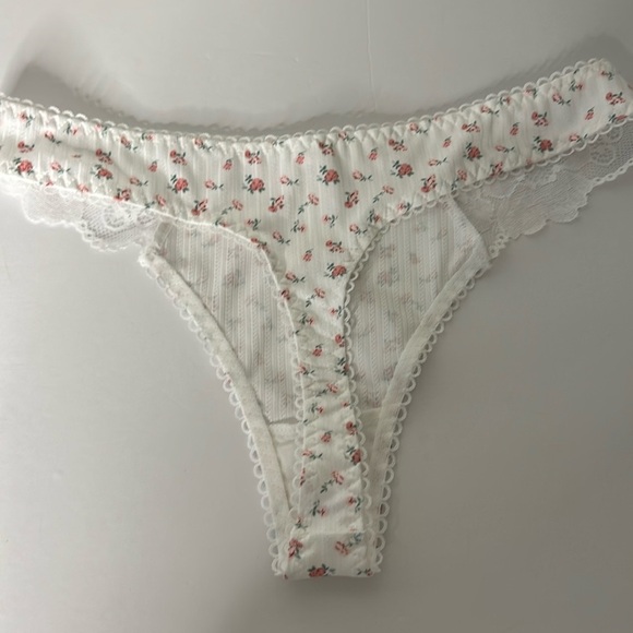 All Over Satin Rosebuds Floral Print Stretch Silky Smooth High Waist Thong Panty - Picture 12 of 13